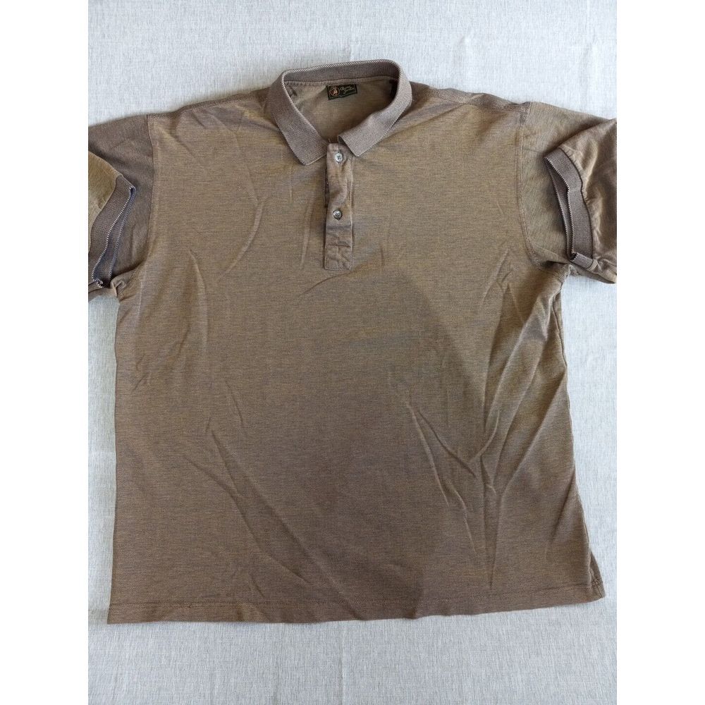 Bobby Jones Men Large Italian‎ Golf Polo Short Sleeve Knit Golden Pattern Cotton